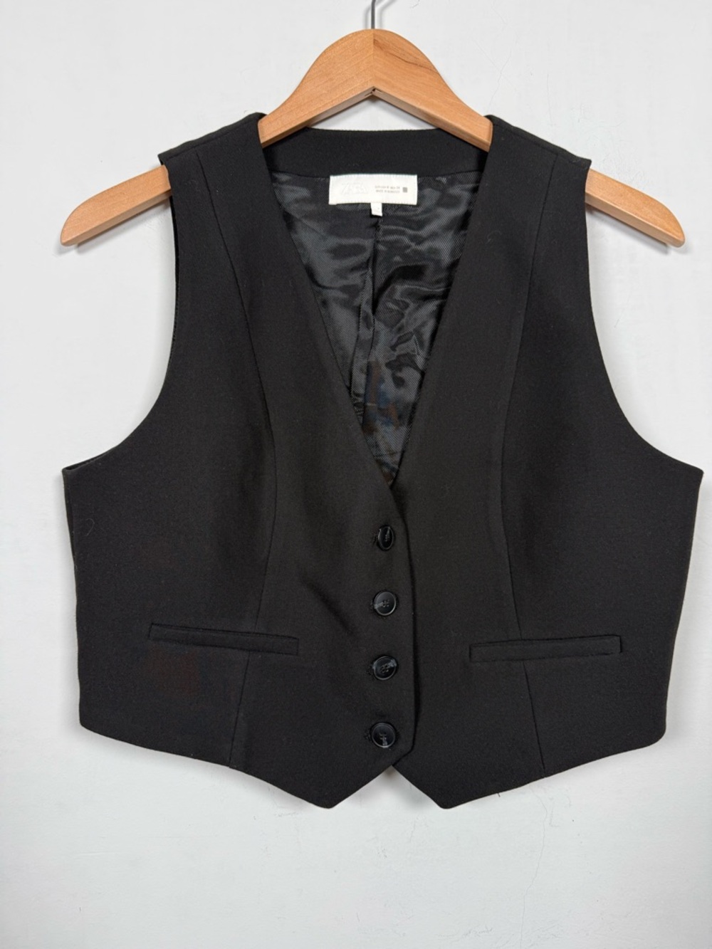 Zara Black Button Up Crop Vest, Size M, Great Condition!